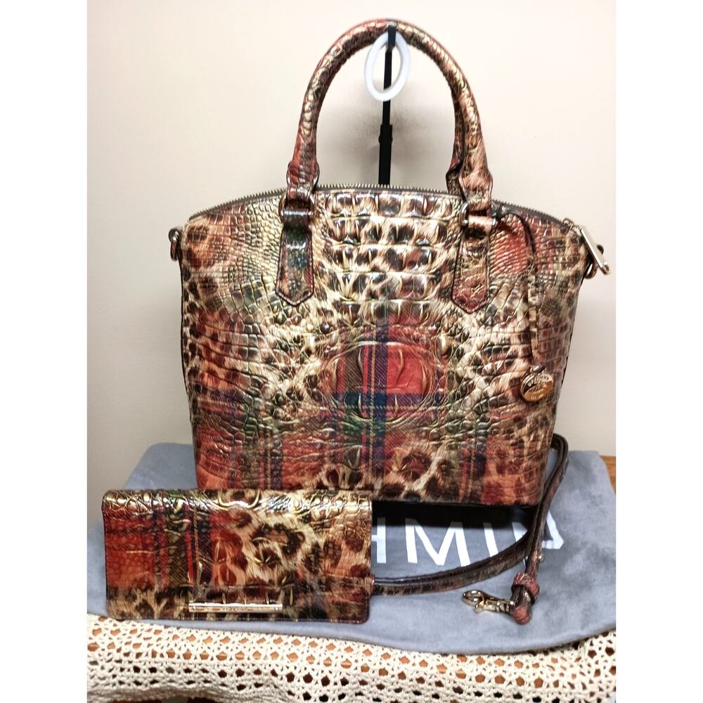 Brahmin Duxbury Satchel + Ady Wallet in TARTAN ANIMAL